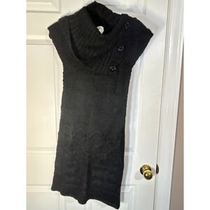 Chocolate Black Sleeveless Turtleneck Sweater Dress Size S